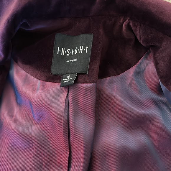 Bordeaux burgundy Velvet blazer sz US 10 by INSIGHT - Picture 3 of 4